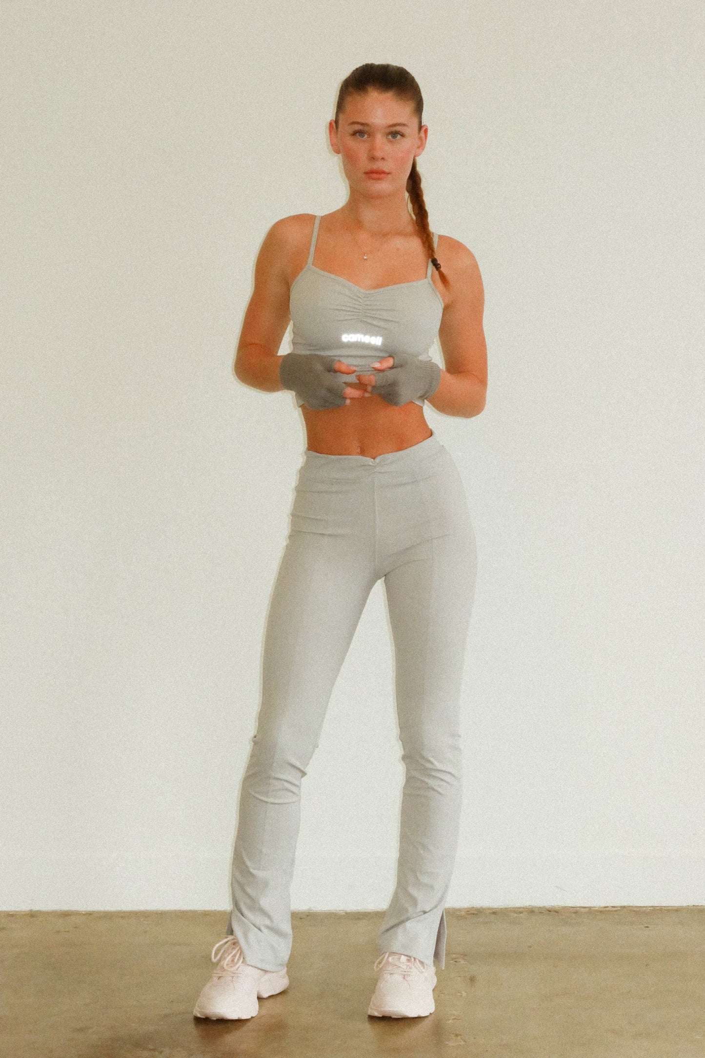 Ash Grey Scrunch Tank Top